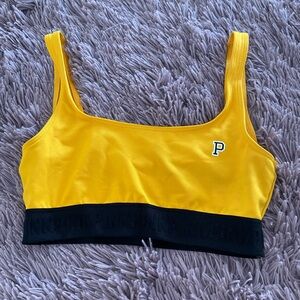 PINK Victoria's Secret Yellow and Black Sports Bra